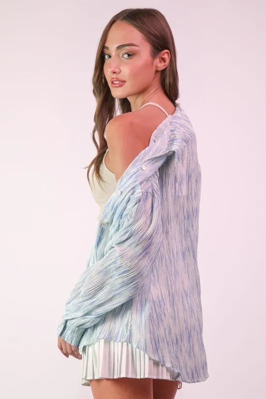VERY J Plus Size Oversized Printed Button Up Shirt - Image 6