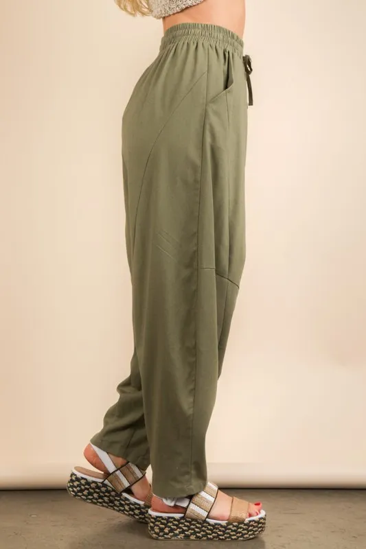 VERY J Solid Barrel Comfy Woven Pants - Image 2