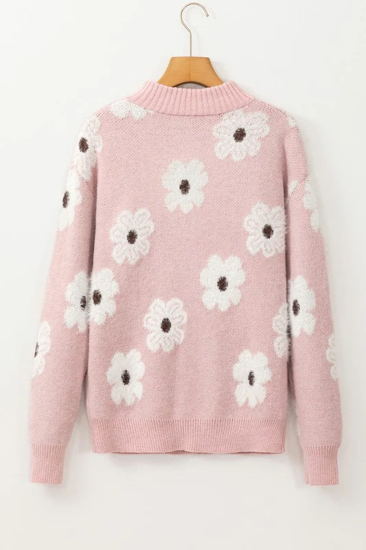 Vintage 60s Floral Pattern Half Zip Collar Sweater - Image 16