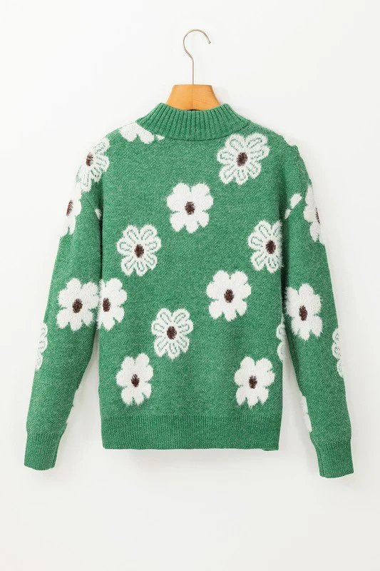 Vintage 60s Floral Pattern Half Zip Collar Sweater - Image 19