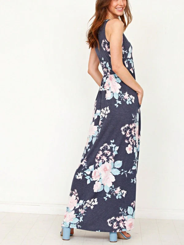 Vintage floral maxi dress with hidden pocket - Image 8