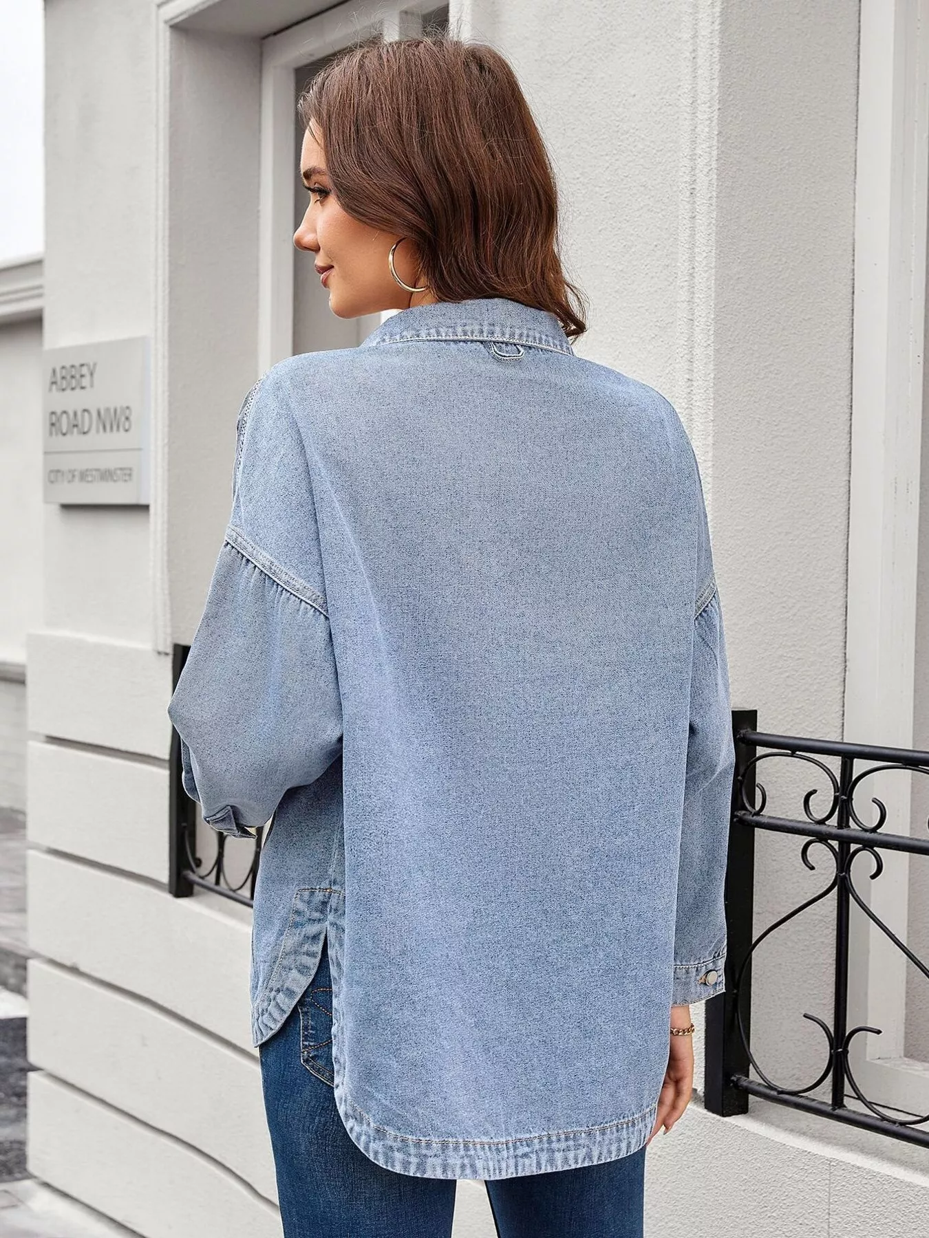 Vintage Wash Button-Down Denim Jacket - Image 10