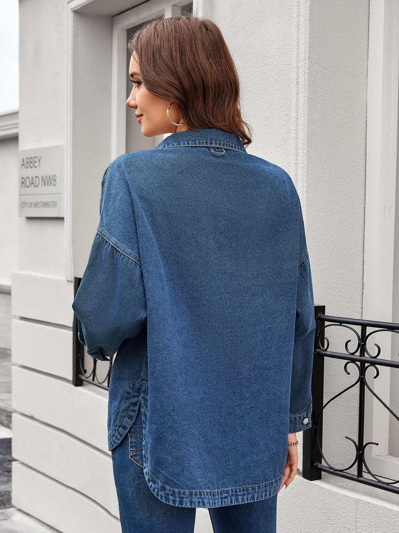 Vintage Wash Button-Down Denim Jacket - Image 14