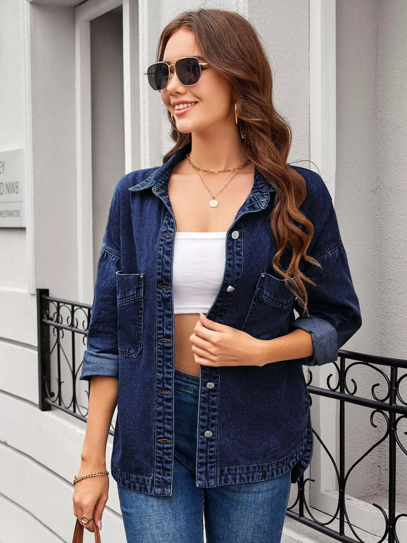 Vintage Wash Button-Down Denim Jacket - Image 19