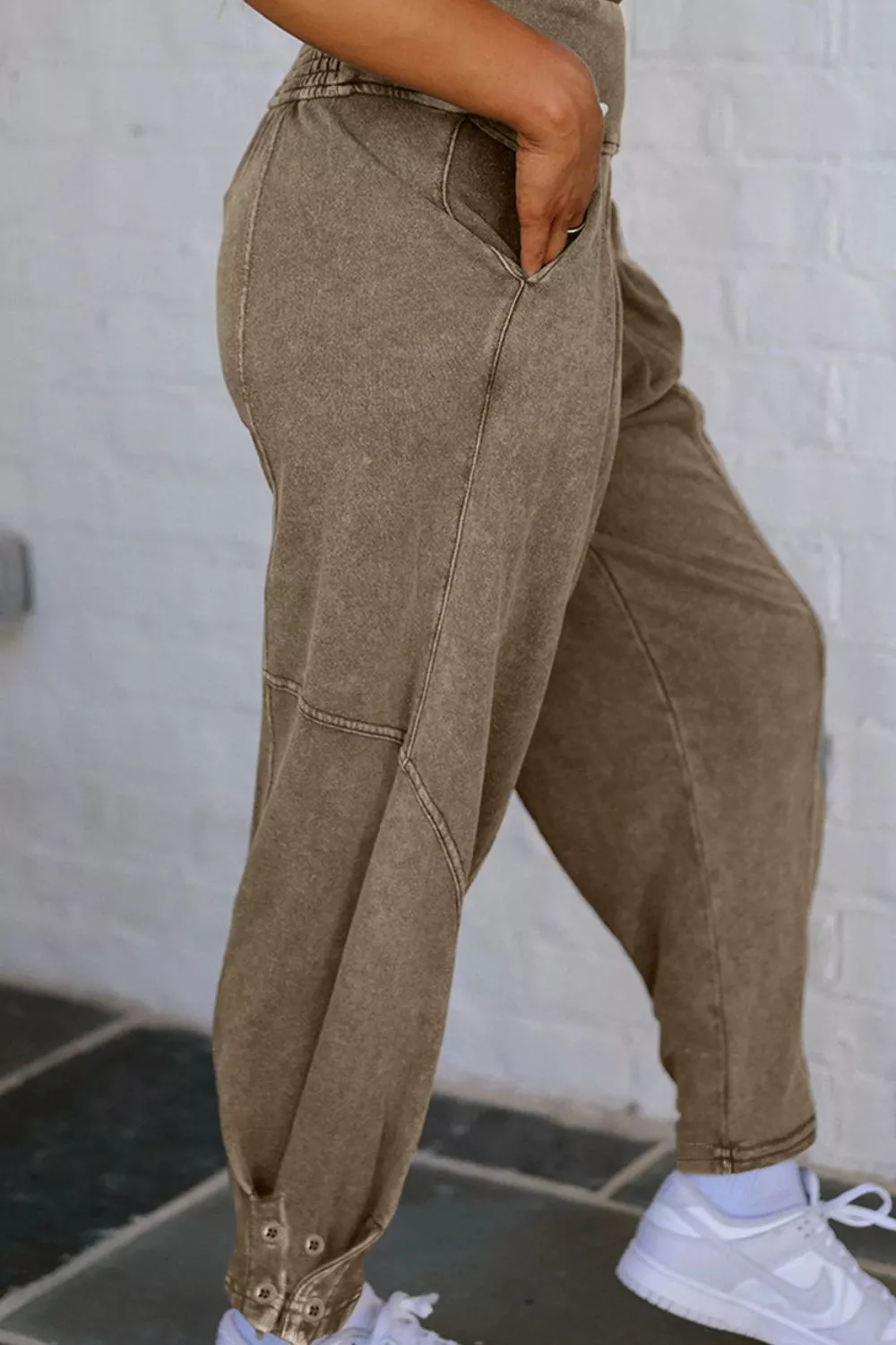 Vintage Wash High-Waisted Balloon Pants - Image 3