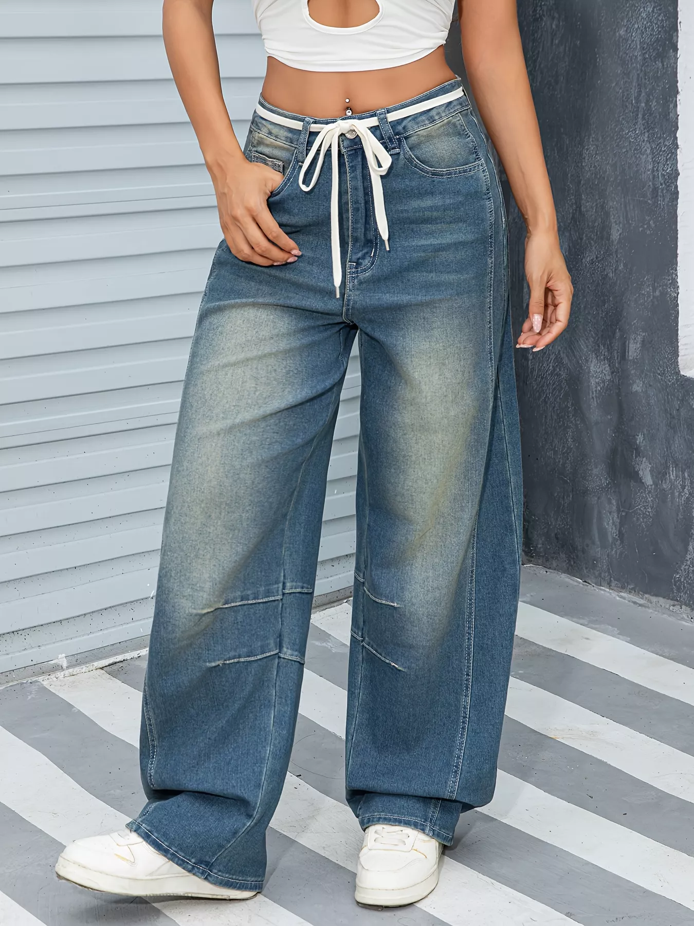 Vintage Wash Wide Leg Jeans - Image 2