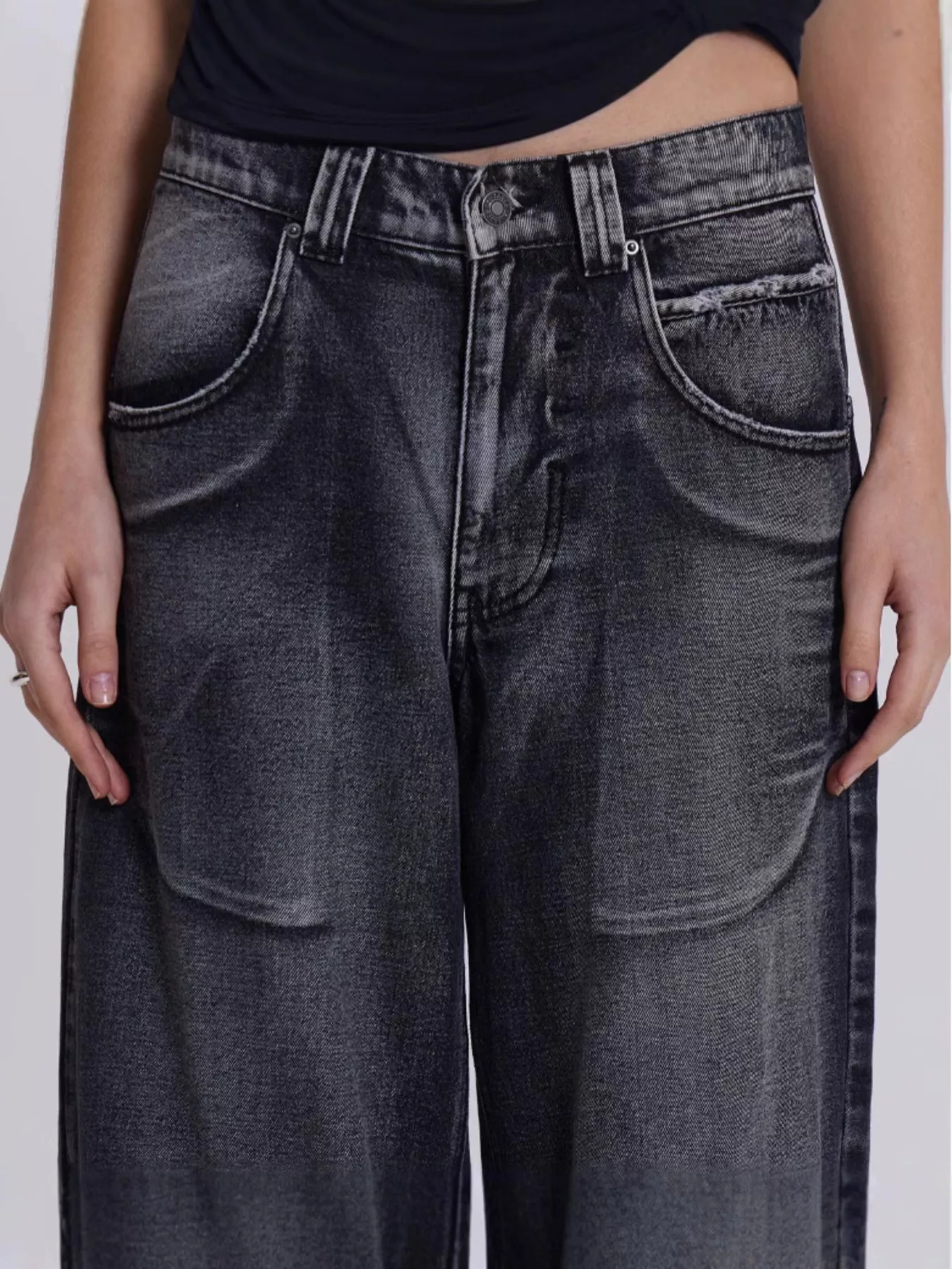 Vintage Wash Wide Leg Jeans - Image 2
