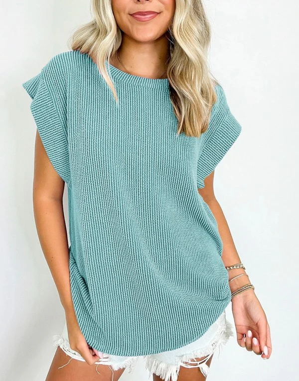 Viscose Twisted Ribbed Textured Solid T Shirt - Image 11