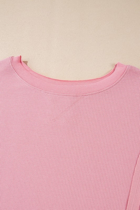 Waffle knit Bishop Sleeve Side Split Top - Image 18
