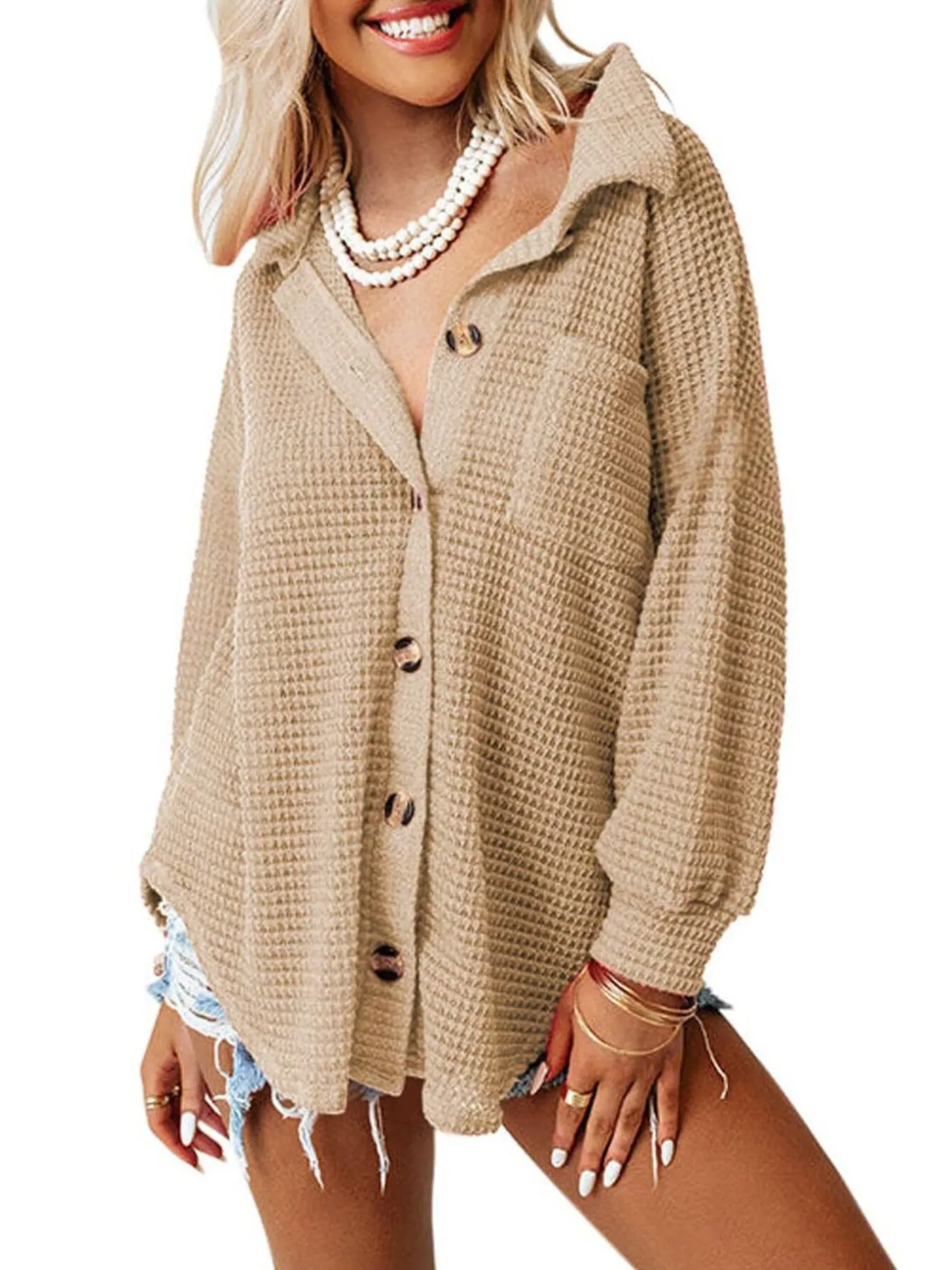Waffle Knit Button-Down Shirt - Image 7