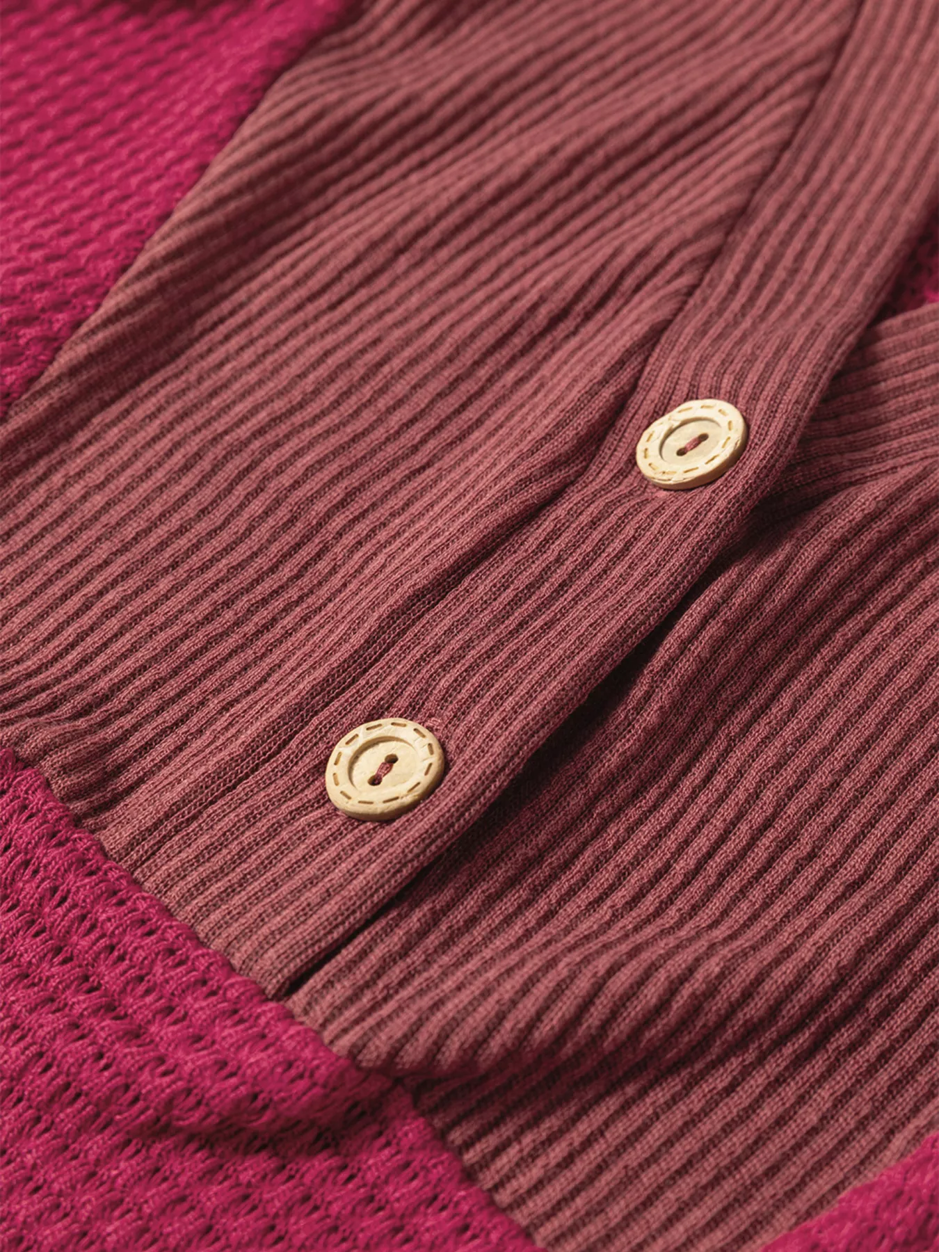 Waffle Knit Henley Sweatshirt with Button Detail - Image 10