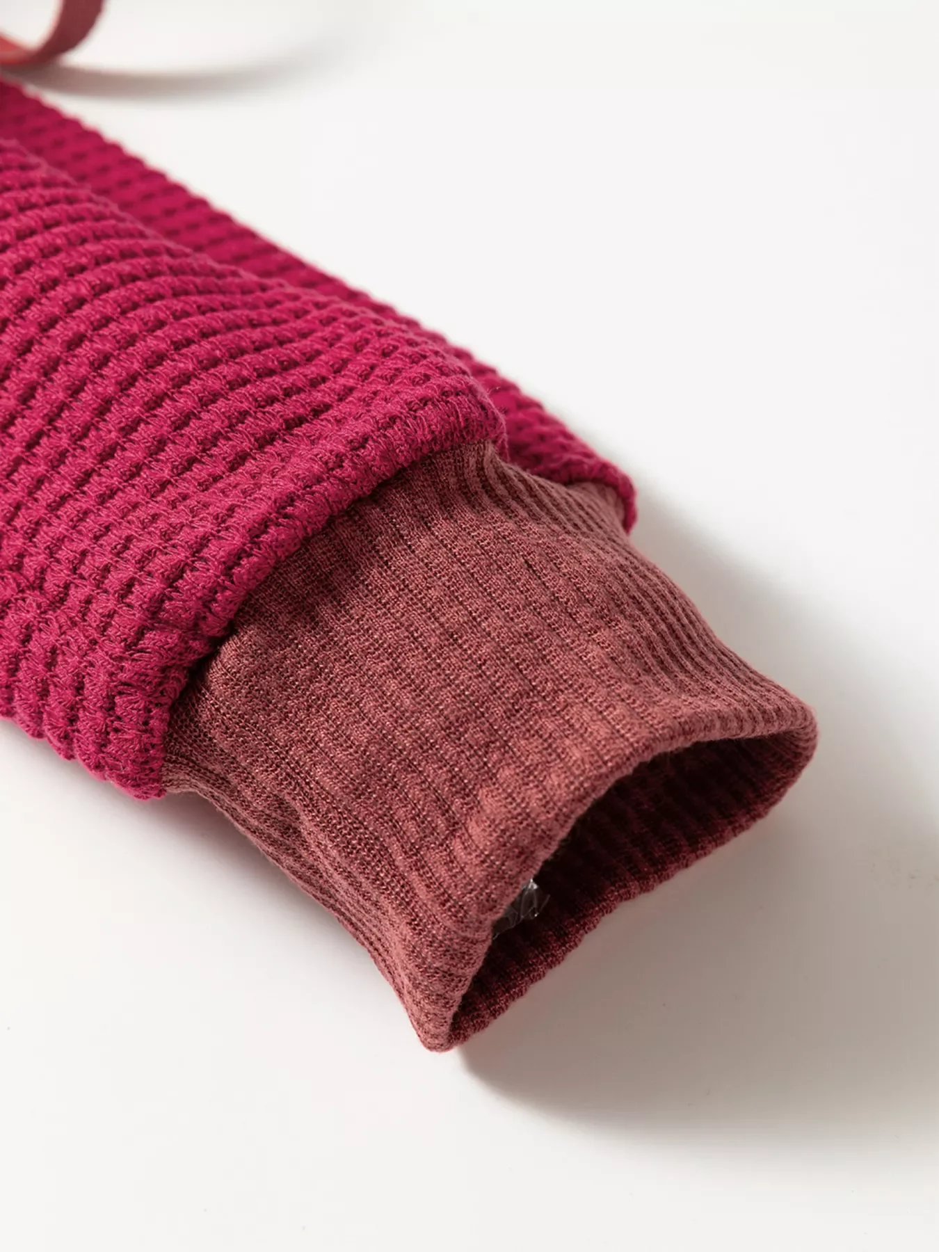 Waffle Knit Henley Sweatshirt with Button Detail - Image 8