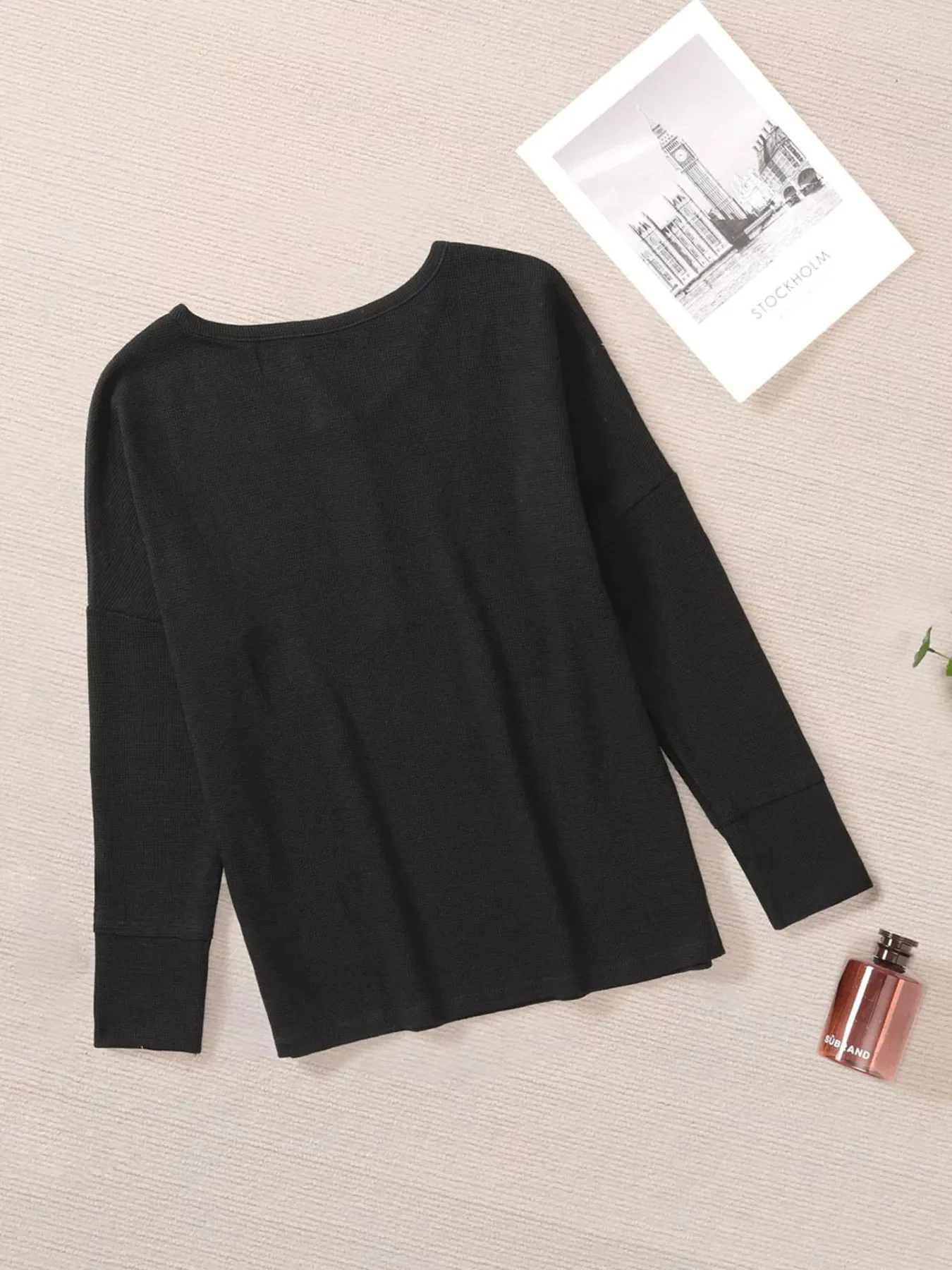 Waffle Knit Henley Top - Image 7