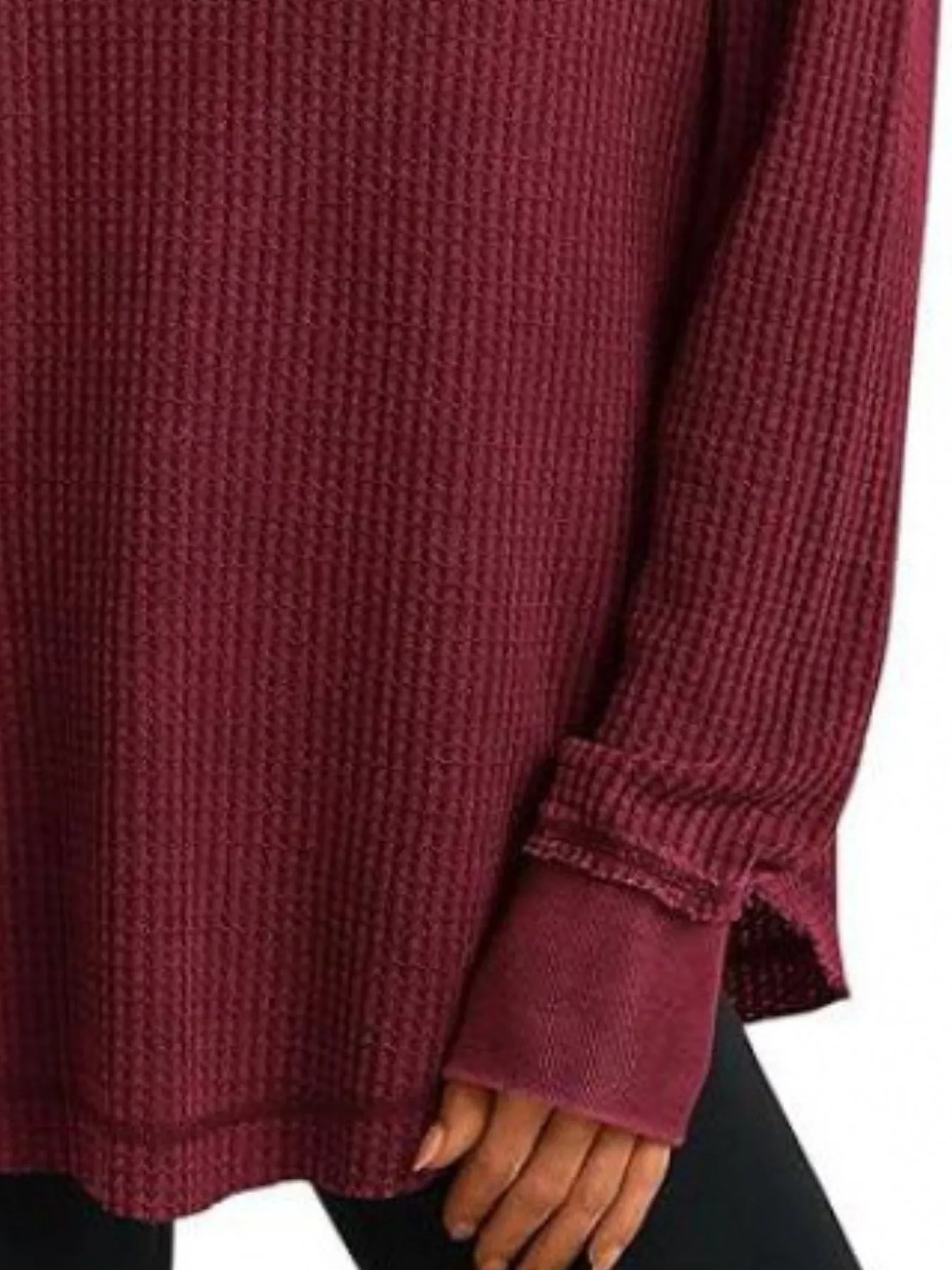 Waffle Knit Long Sleeve Sweatshirt - Image 14