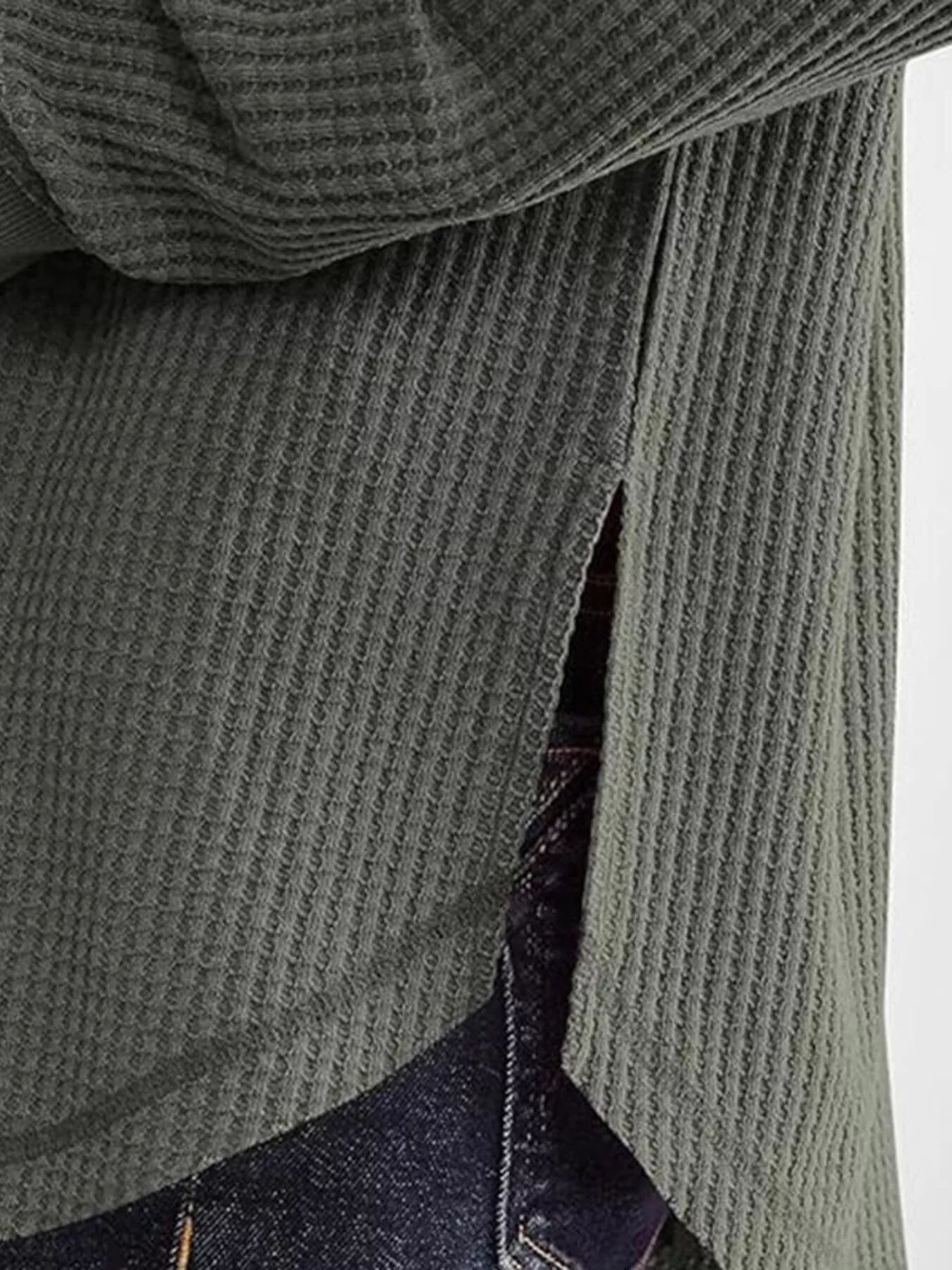 Waffle Knit Long Sleeve Sweatshirt - Image 3