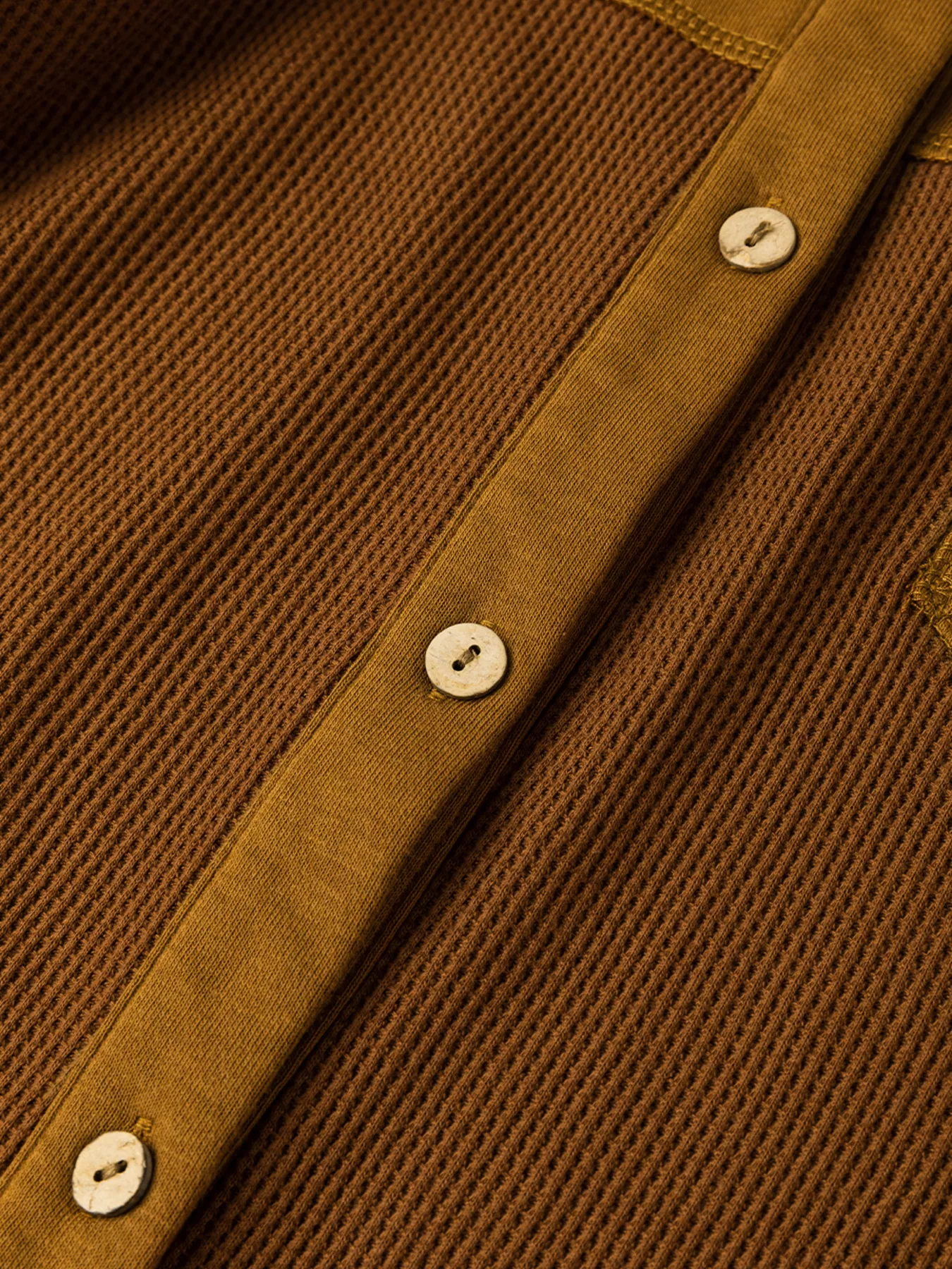 Waffle Knit Patchwork Exposed Seam Loose Shacket - Image 8