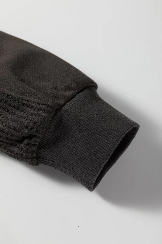 Waffle Knit Patchwork Half-Zip Sweatshirt - Image 13