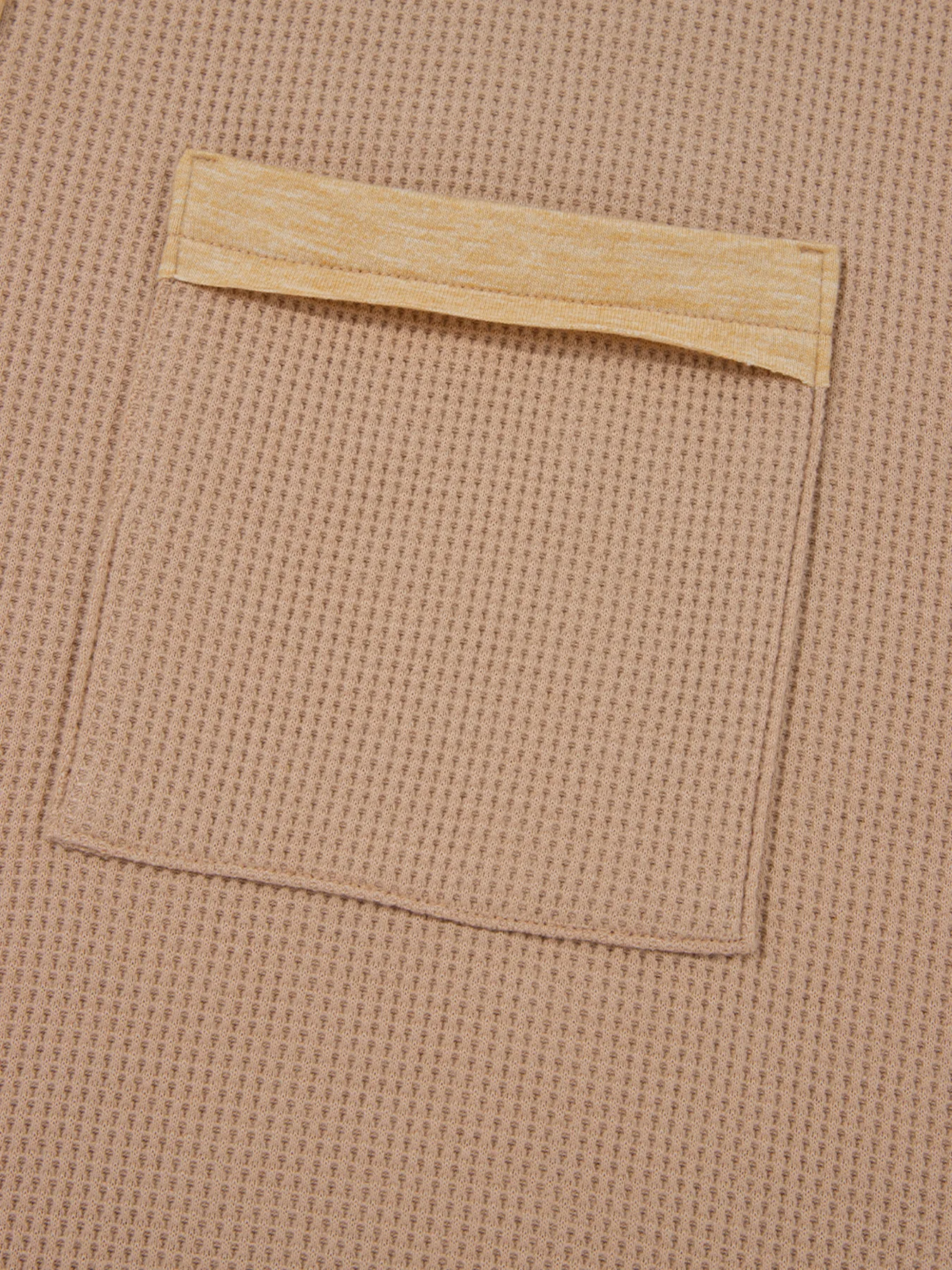 Waffle Textured Tunic Henley Top with Slits - Image 7
