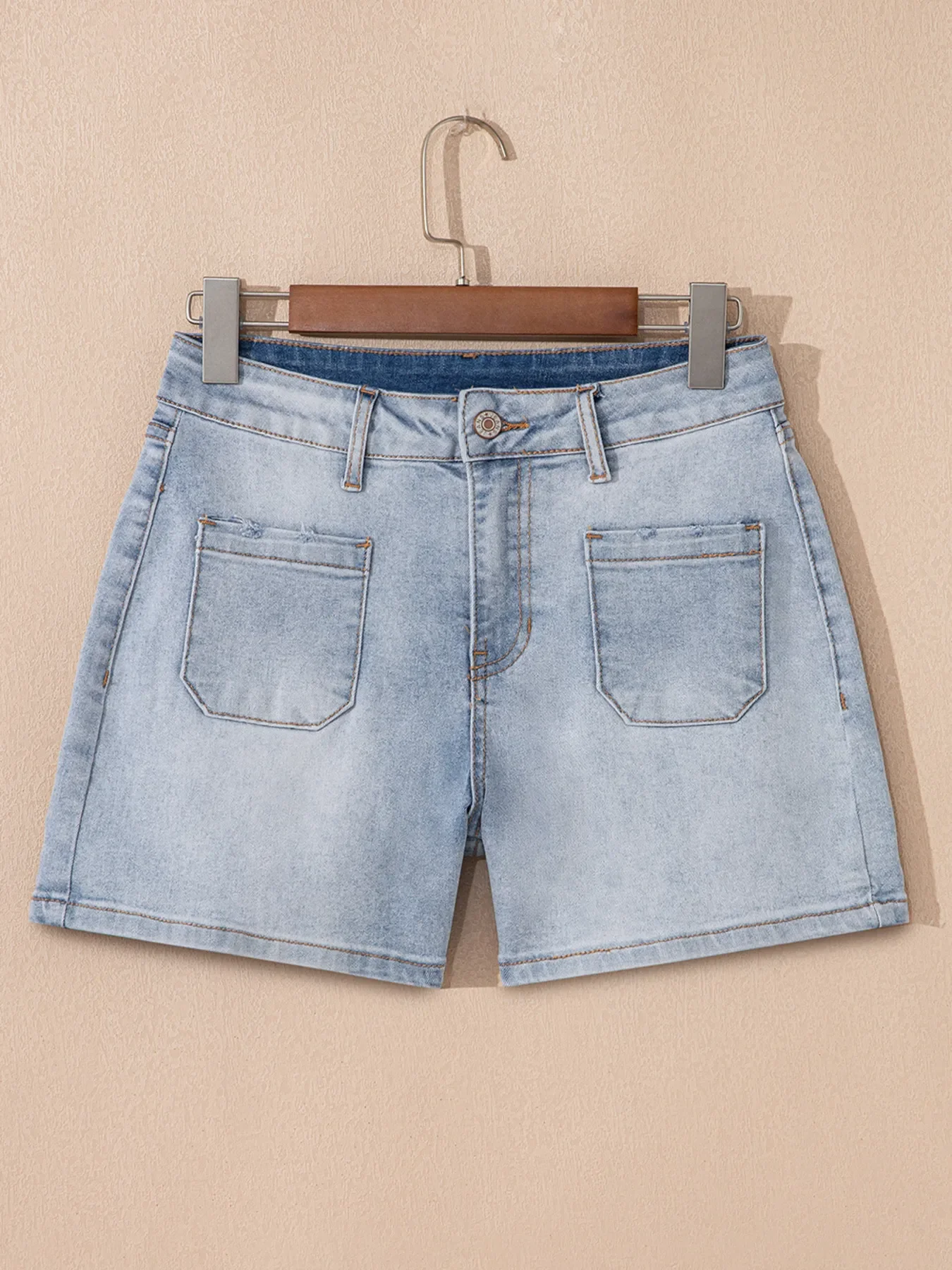 Wash High Rise Denim Shorts - Image 3
