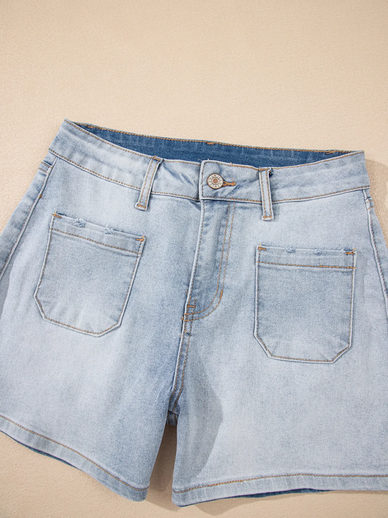 Wash High Rise Denim Shorts - Image 5