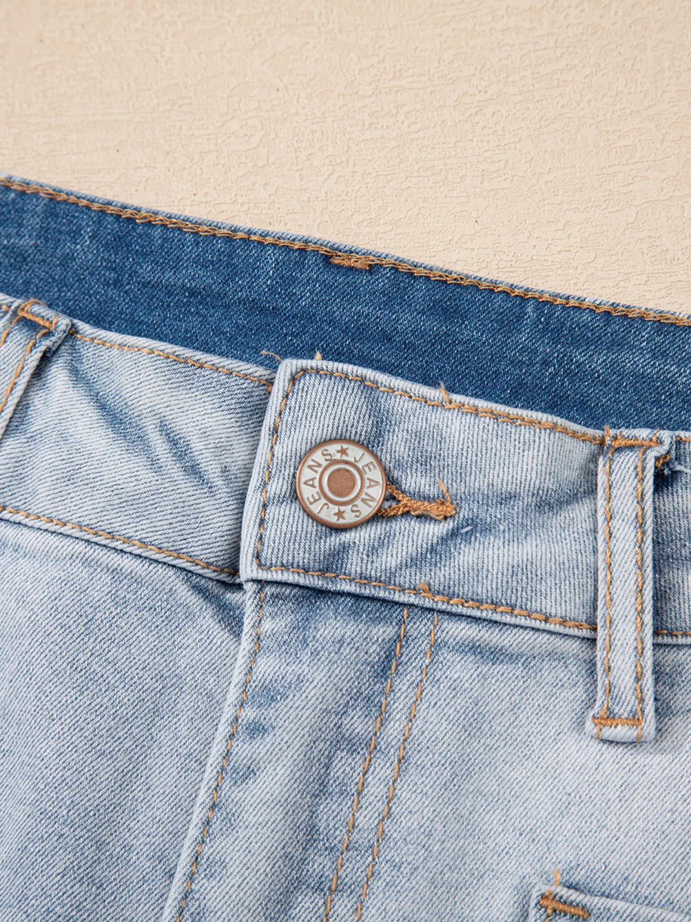 Wash High Rise Denim Shorts - Image 7