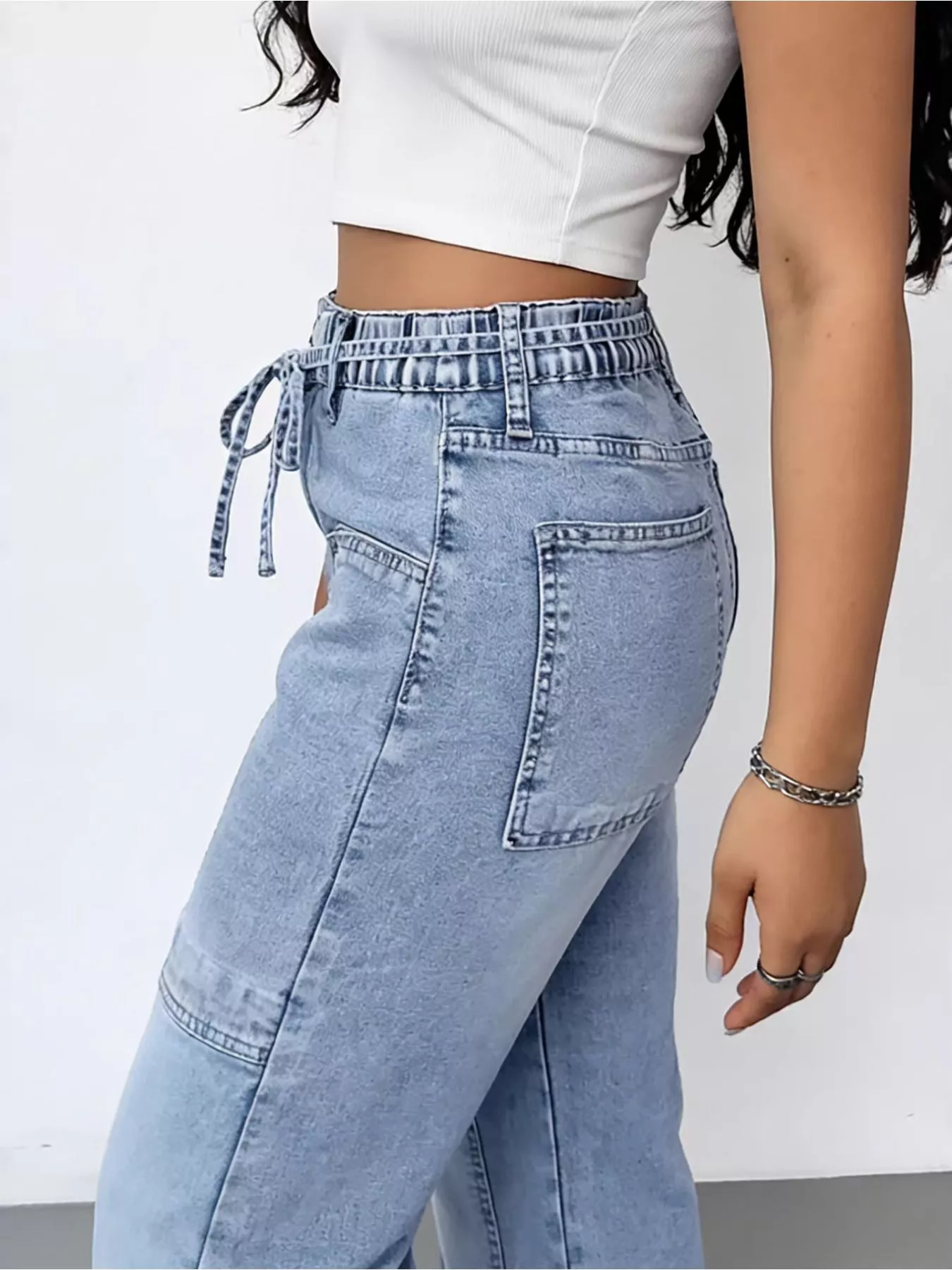Wash Wide Leg Cargo Jeans - Image 2