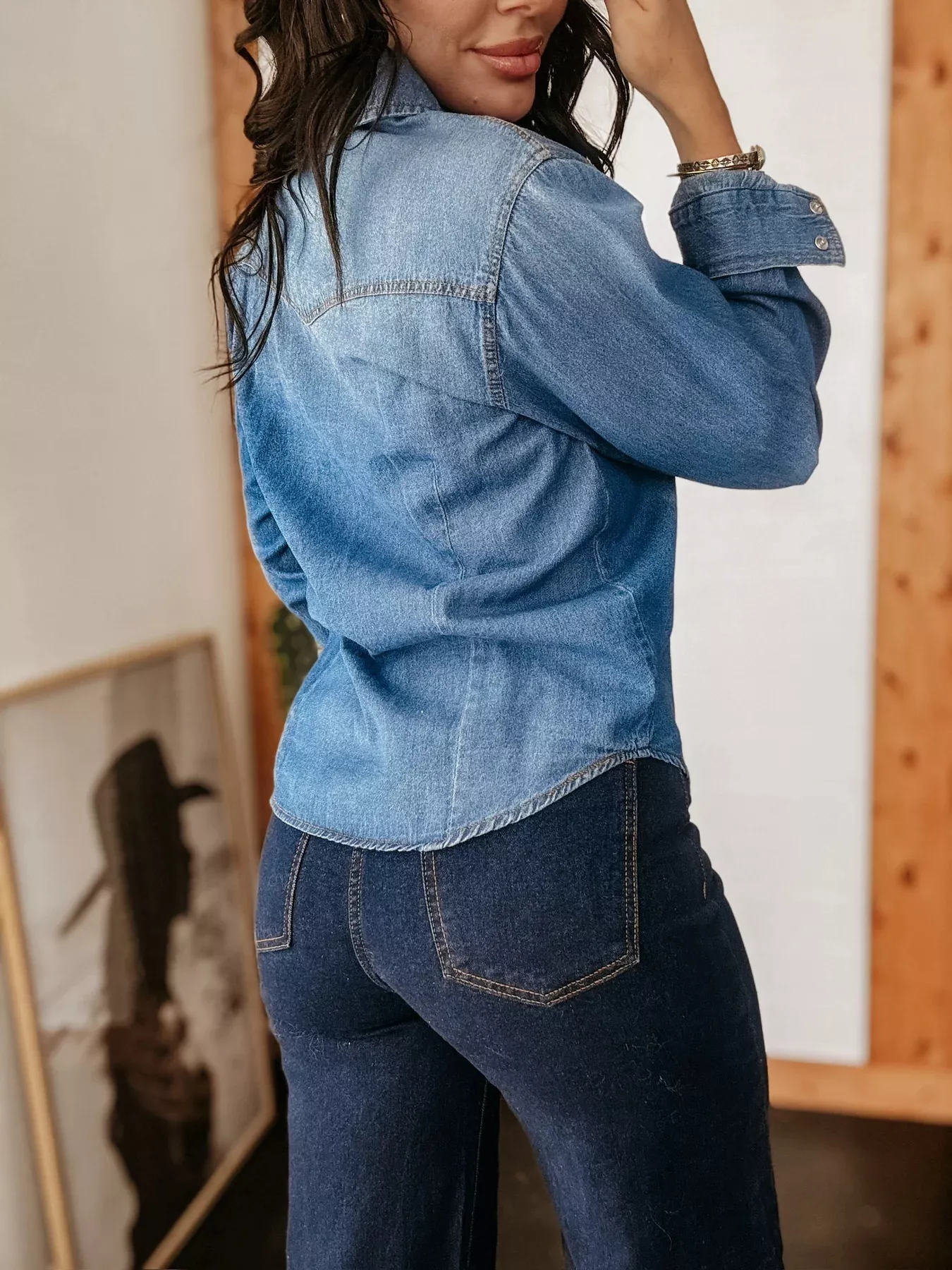 Washed Button Down Denim Shirt - Image 2