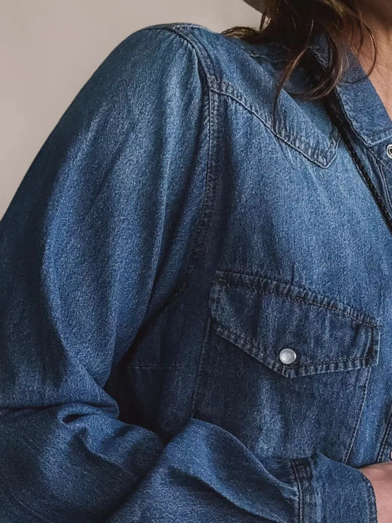 Washed Button Down Denim Shirt - Image 4