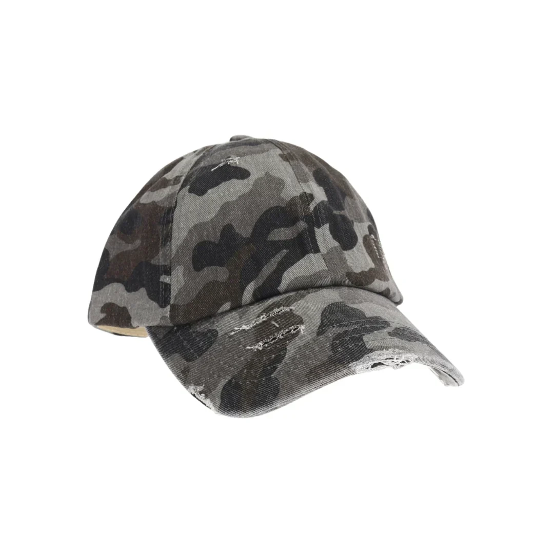 Washed Denim Criss-Cross High Ponytail C.C Ball Cap - Image 3