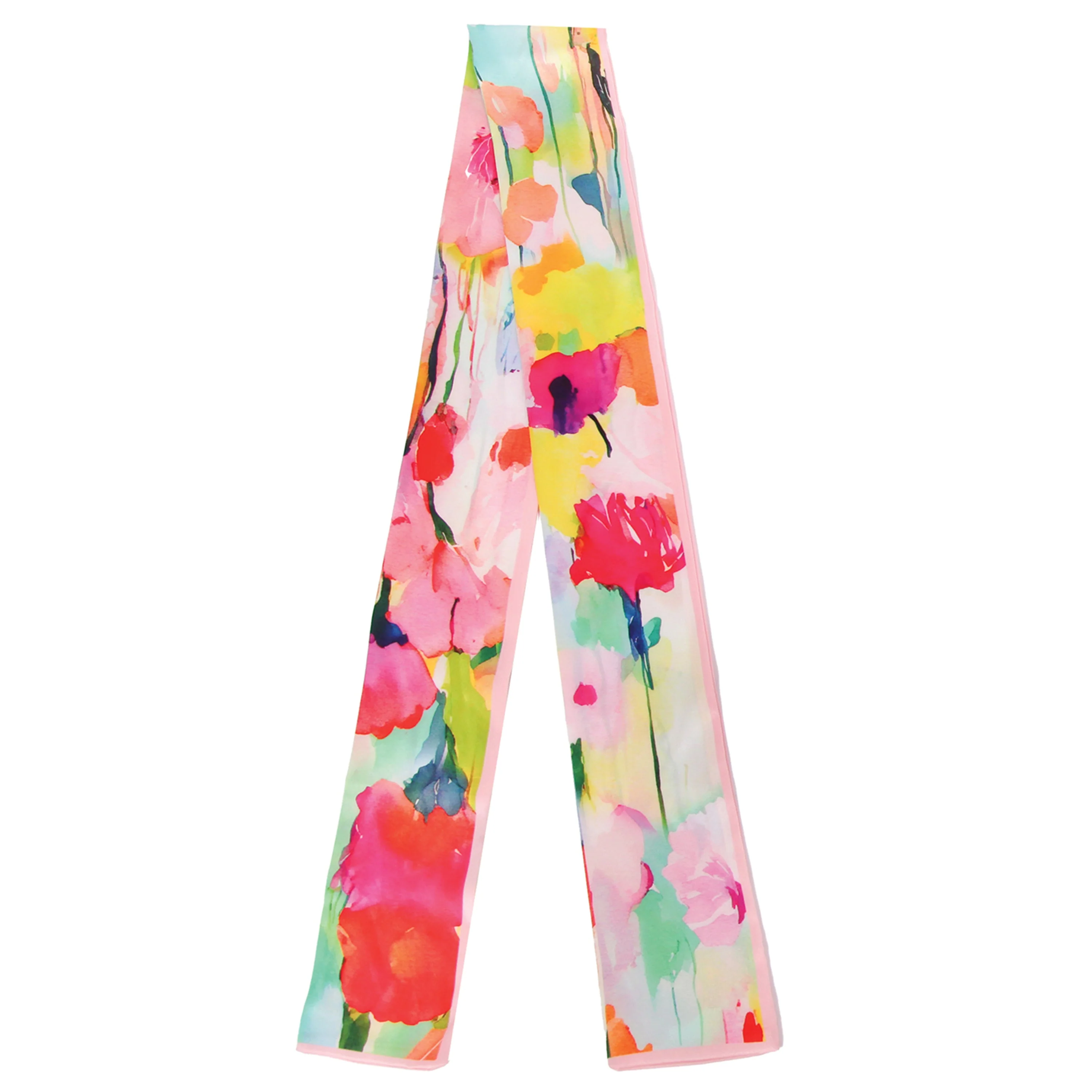 Watercolor Floral Skinny Scarf - Image 3