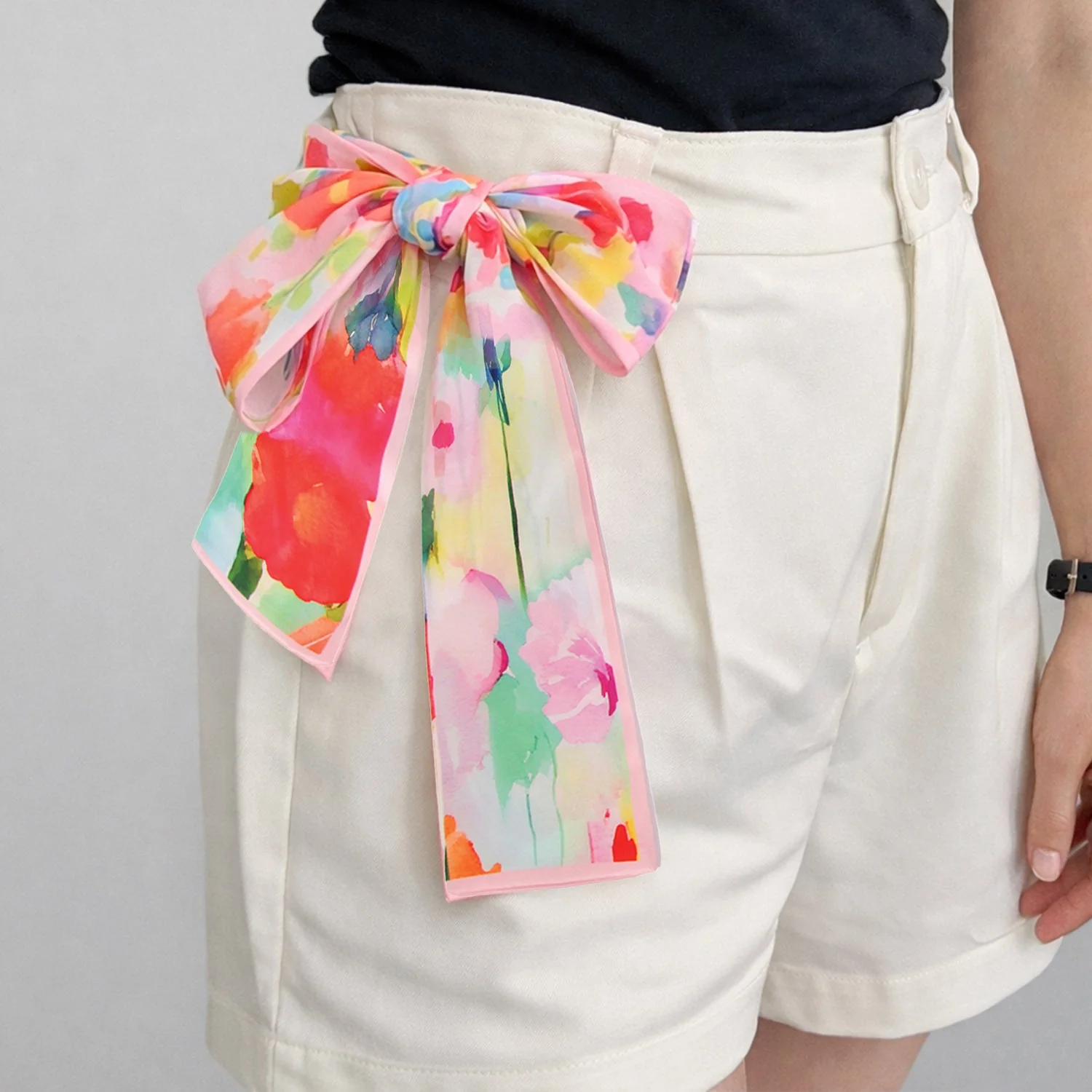 Watercolor Floral Skinny Scarf - Image 5
