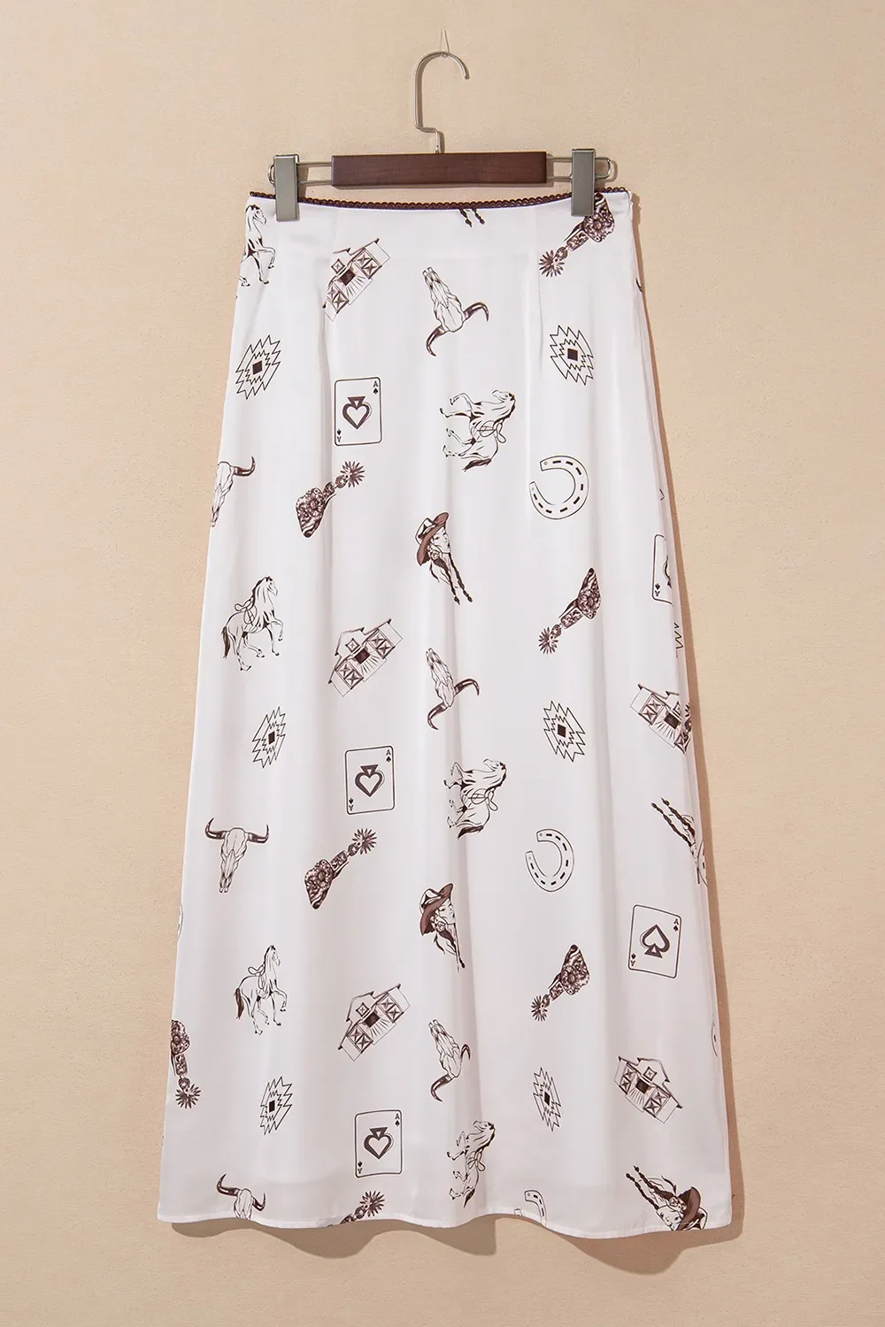 Western Print Satin Long Skirt - Image 7