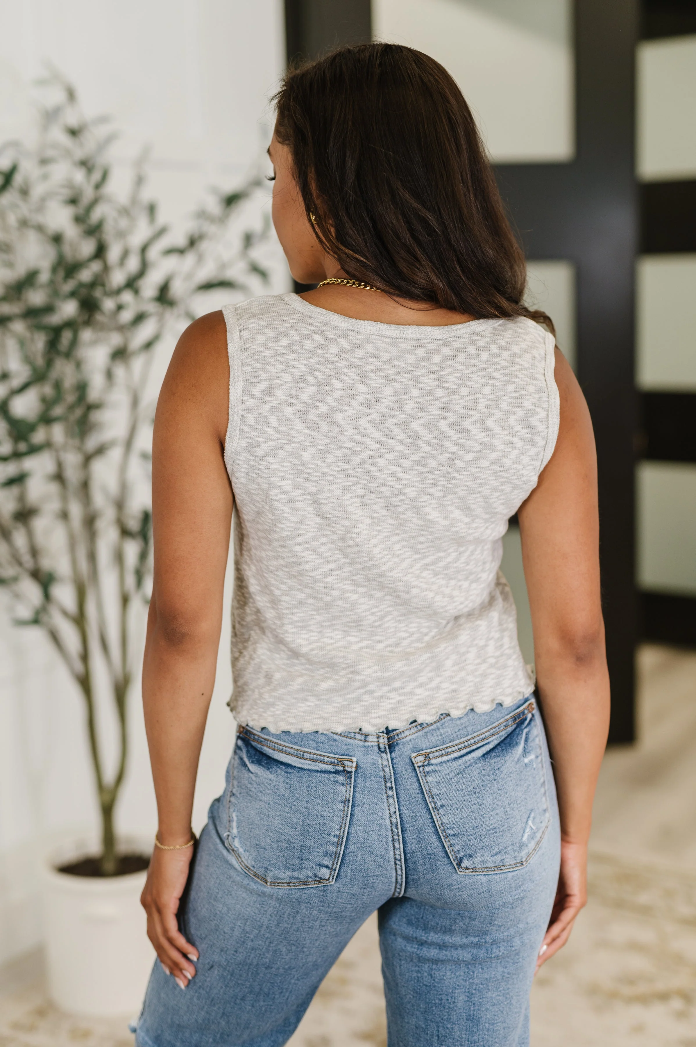 What's the Plan Lettuce Hem Tank in Heather Grey - Image 6