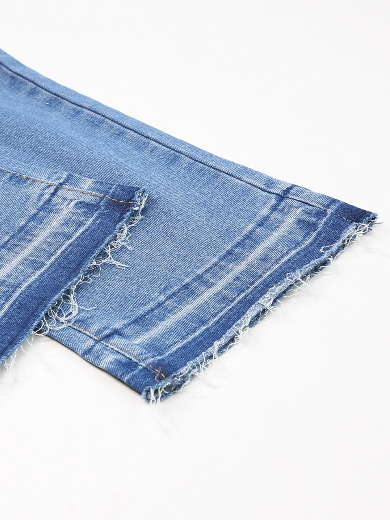Whiskered Wash Raw Hem Cropped Jeans - Image 10