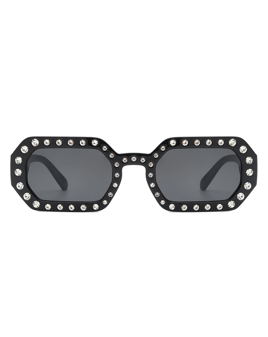 Whisp - Square Retro Rhinestone Tinted Geometric Fashion Sunglasses - Image 2