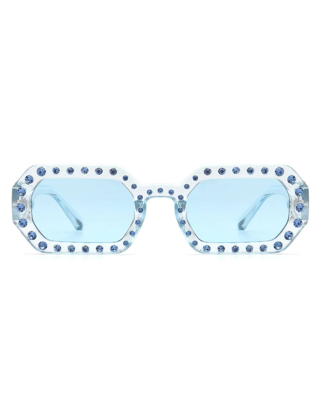 Whisp - Square Retro Rhinestone Tinted Geometric Fashion Sunglasses - Image 7