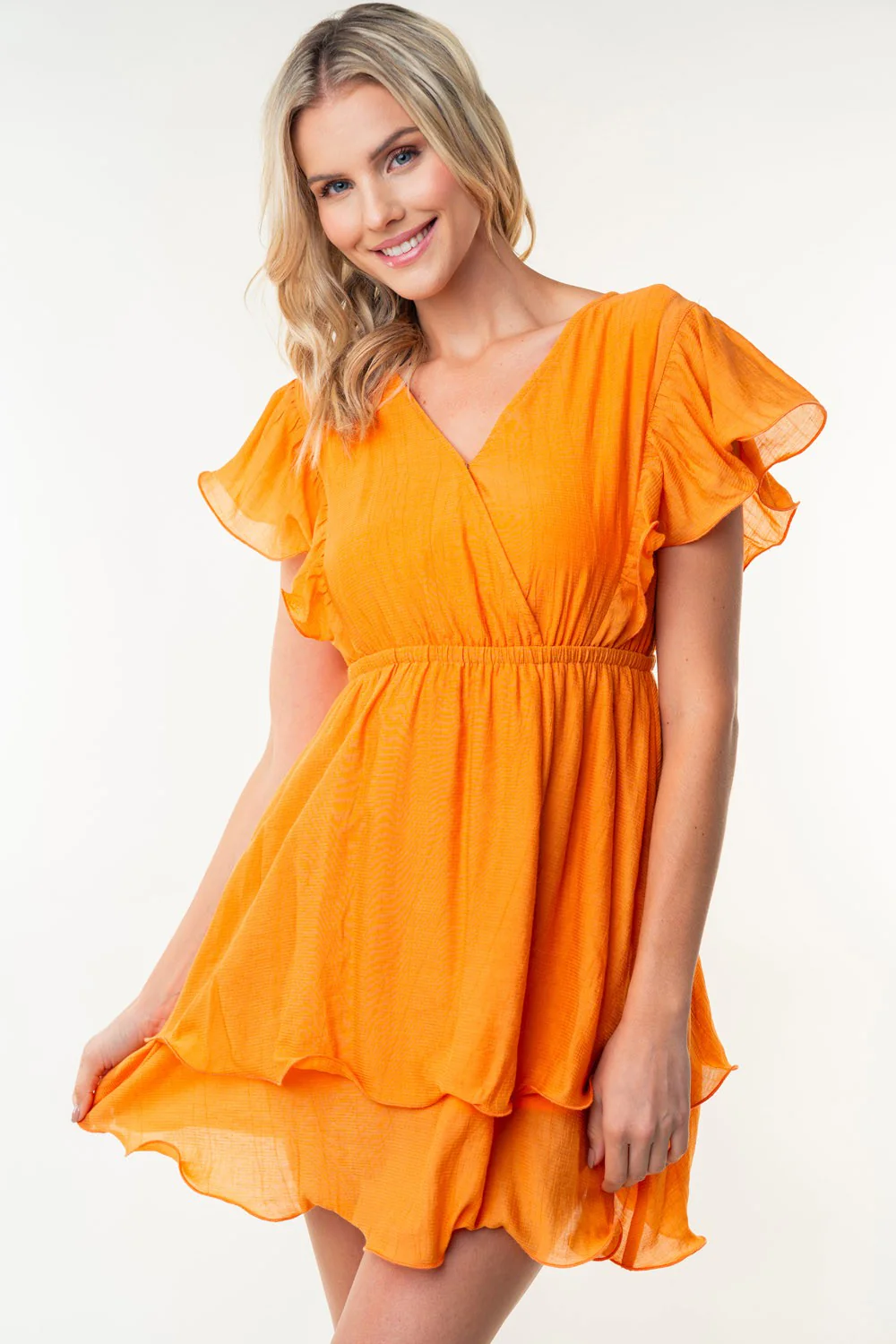 White Birch Full Size Short Sleeve Woven Layered Dress - Image 4