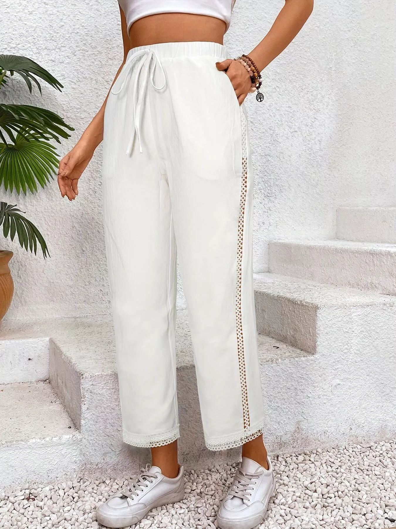 Wide Leg Cropped Pants - Image 2