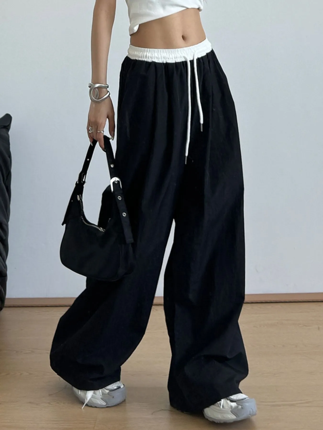 Wide Leg Drawstring Casual Pants - Image 2