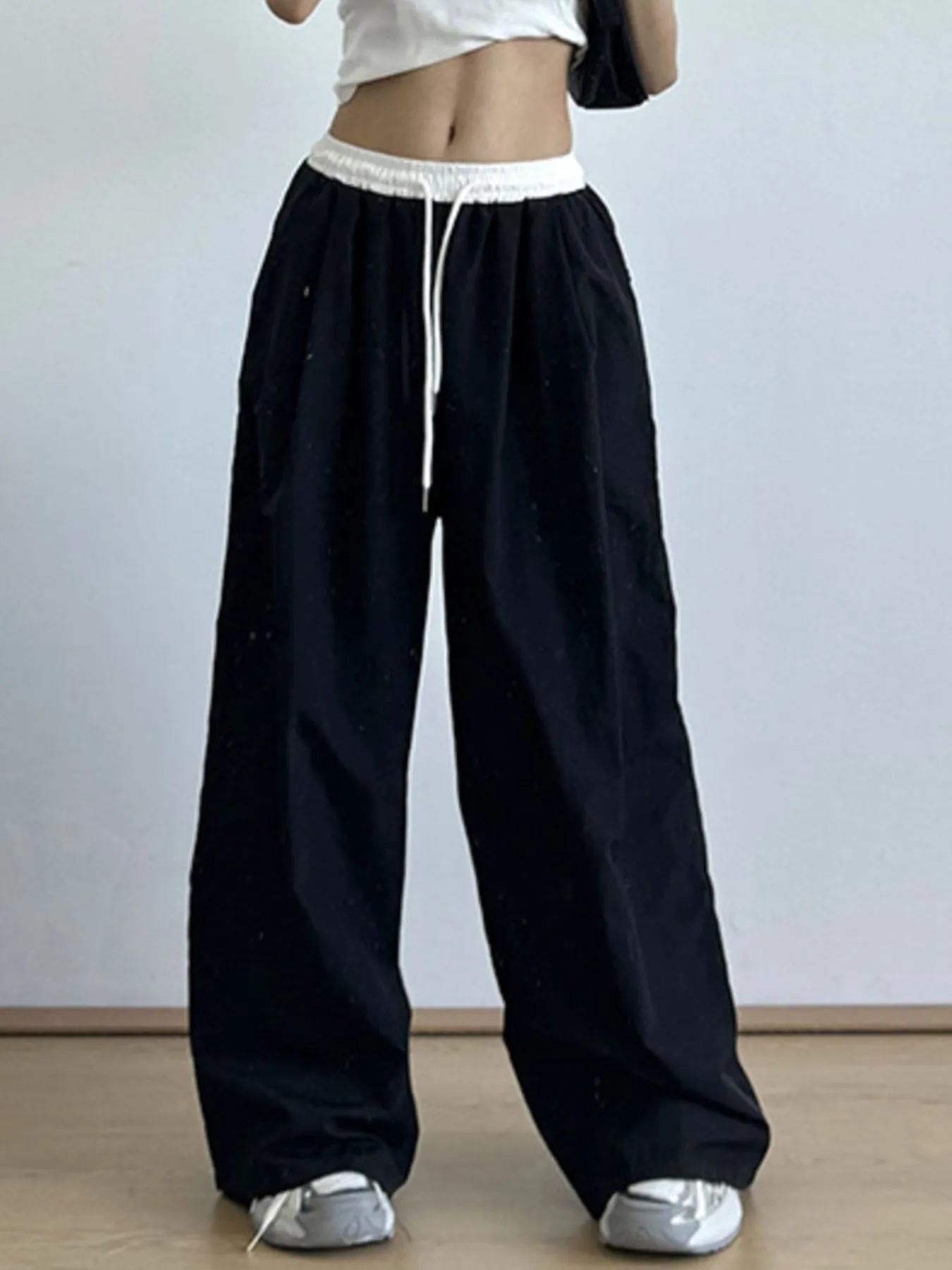 Wide Leg Drawstring Casual Pants - Image 3