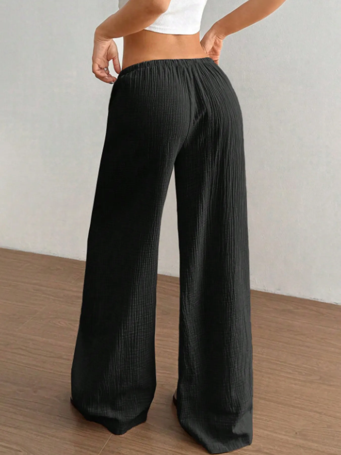 Wide Leg Drawstring Casual Pants - Image 21