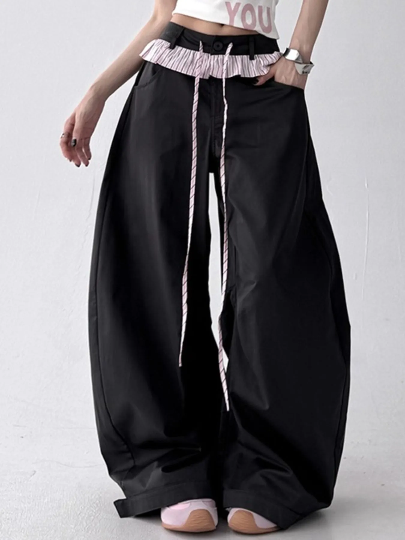 Wide Leg Drawstring Casual Pants - Image 6