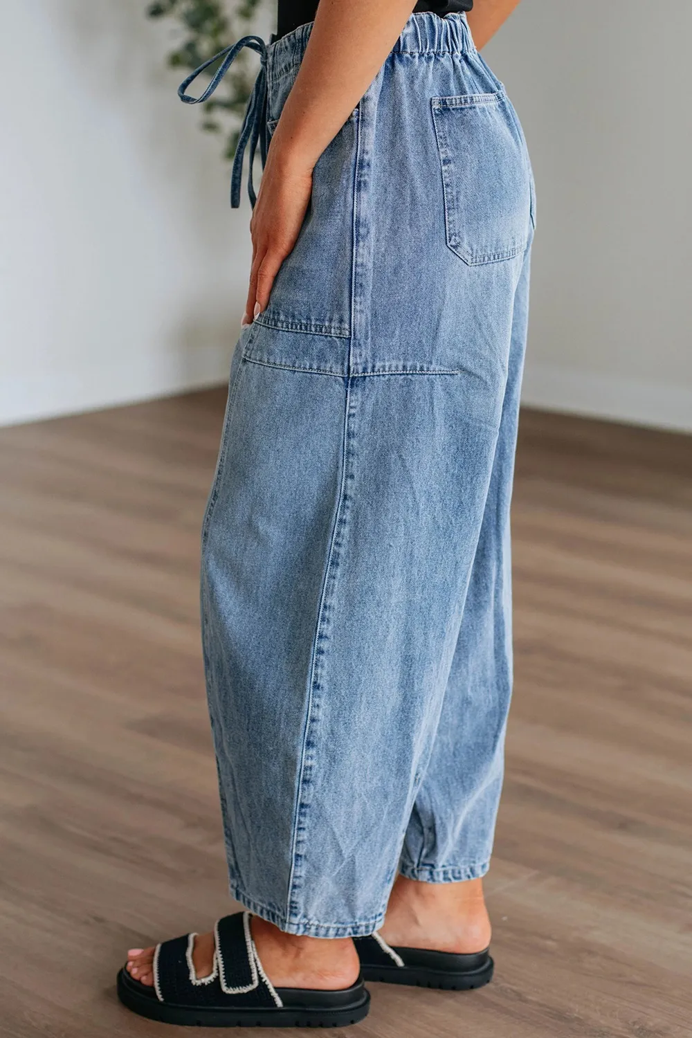 Wide Leg Drawstring Jeans - Image 3