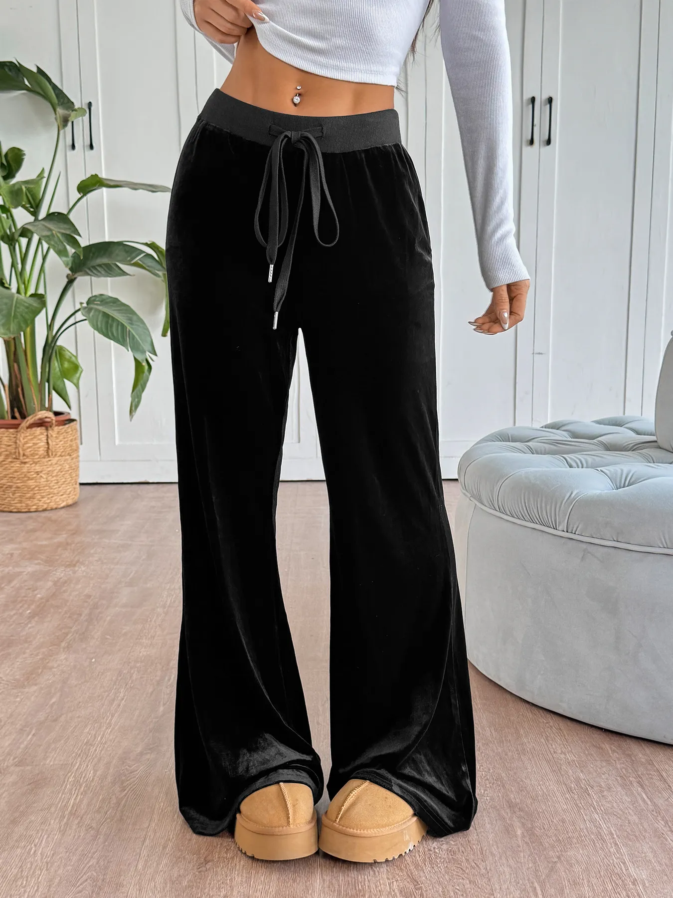 Wide-Leg Drawstring Pants - Image 2