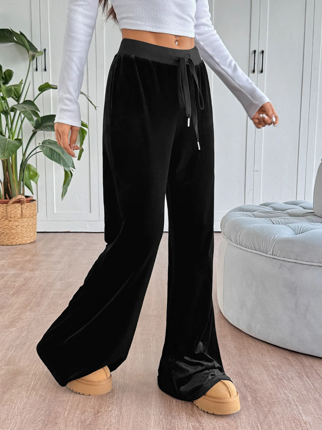 Wide-Leg Drawstring Pants - Image 3