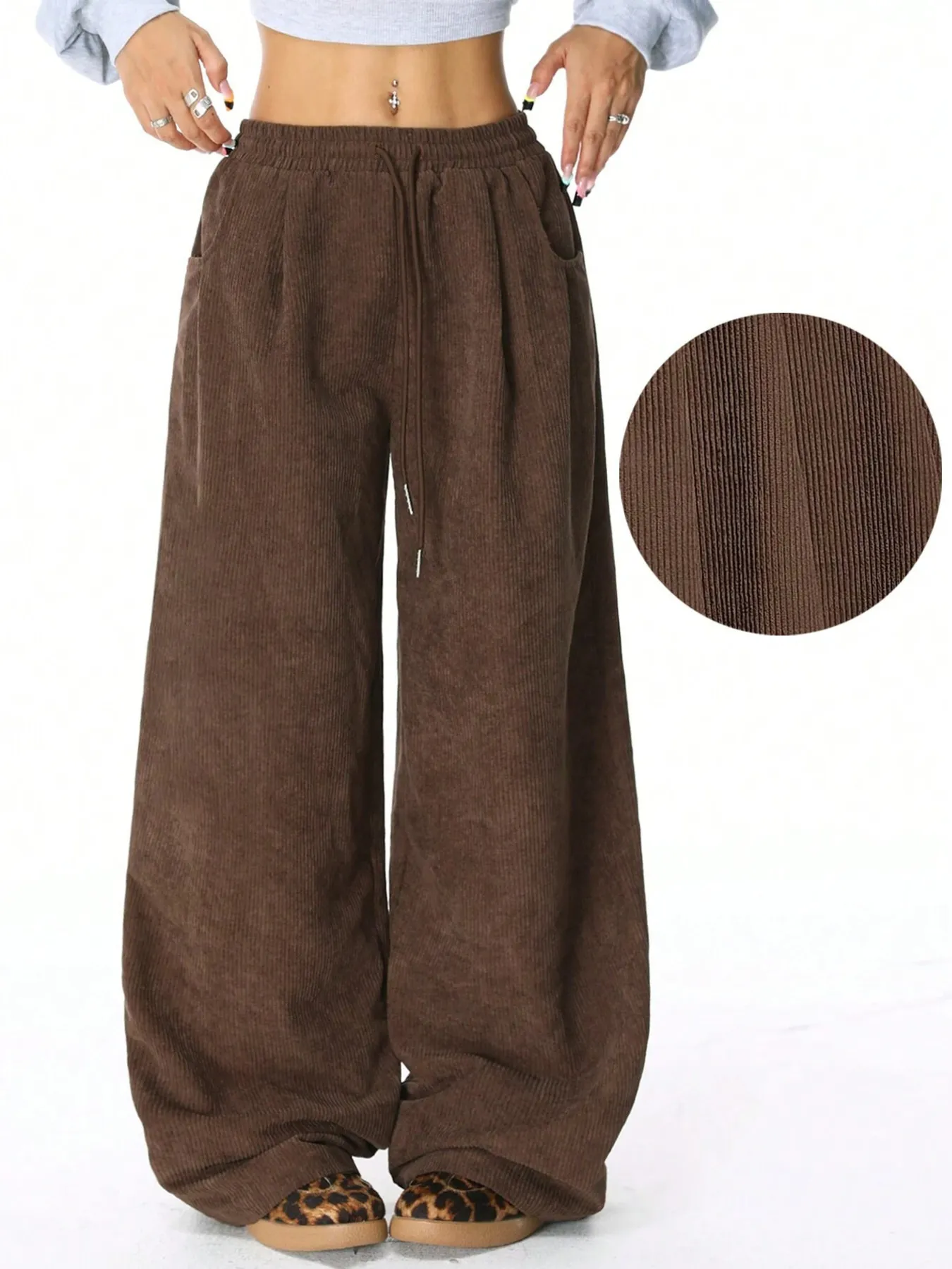Wide Leg Drawstring Pants - Image 4