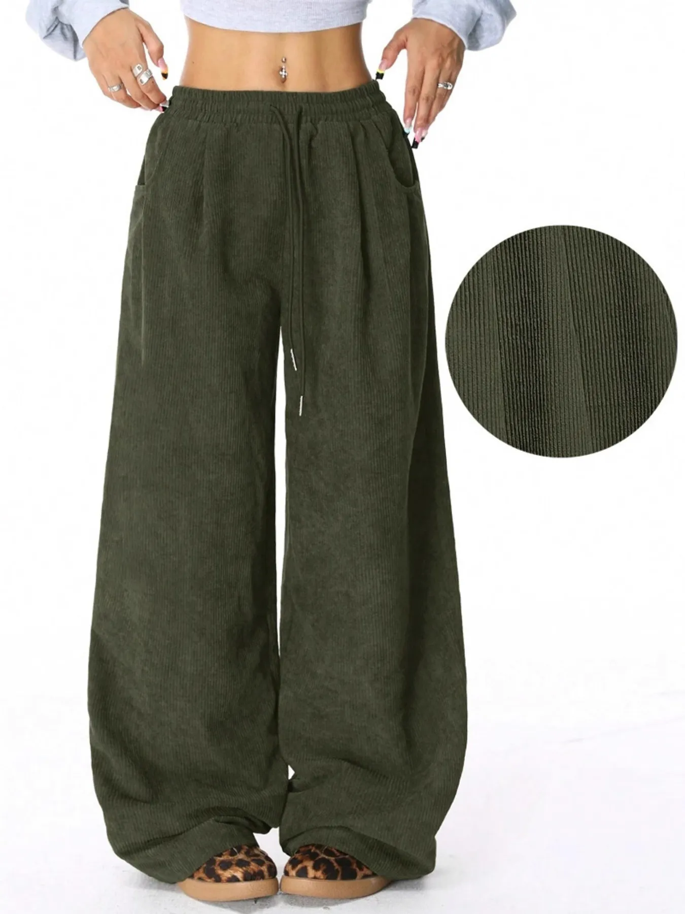 Wide Leg Drawstring Pants - Image 7
