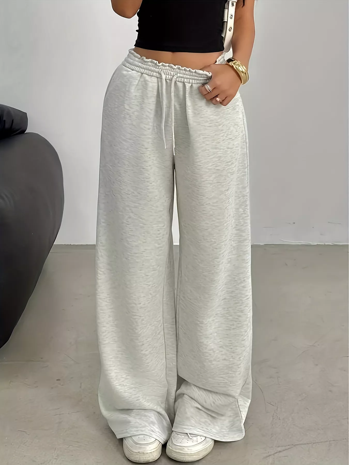 Wide Leg Drawstring Sweatpants - Image 2