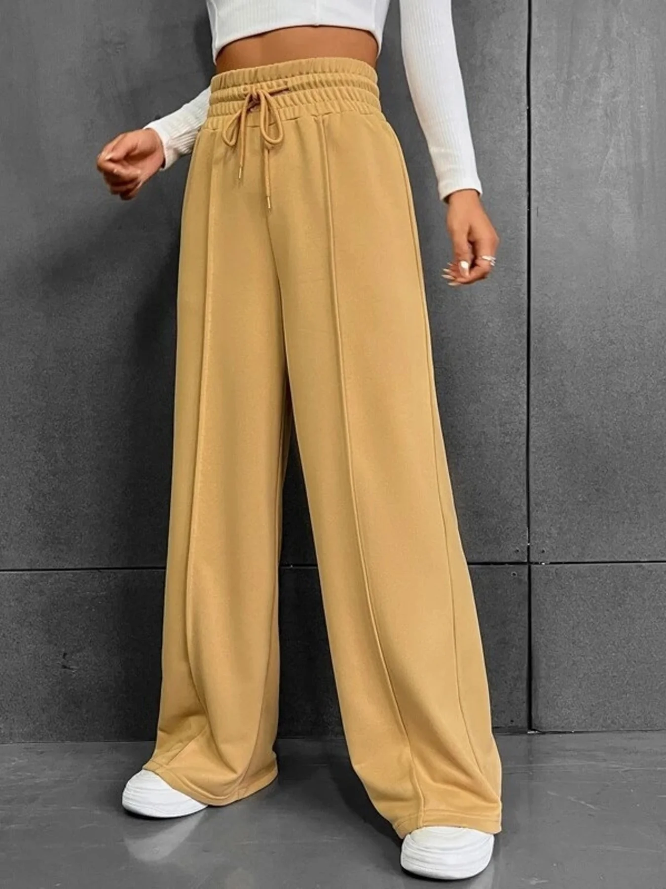 Wide Leg Drawstring Waist Pants - Image 9