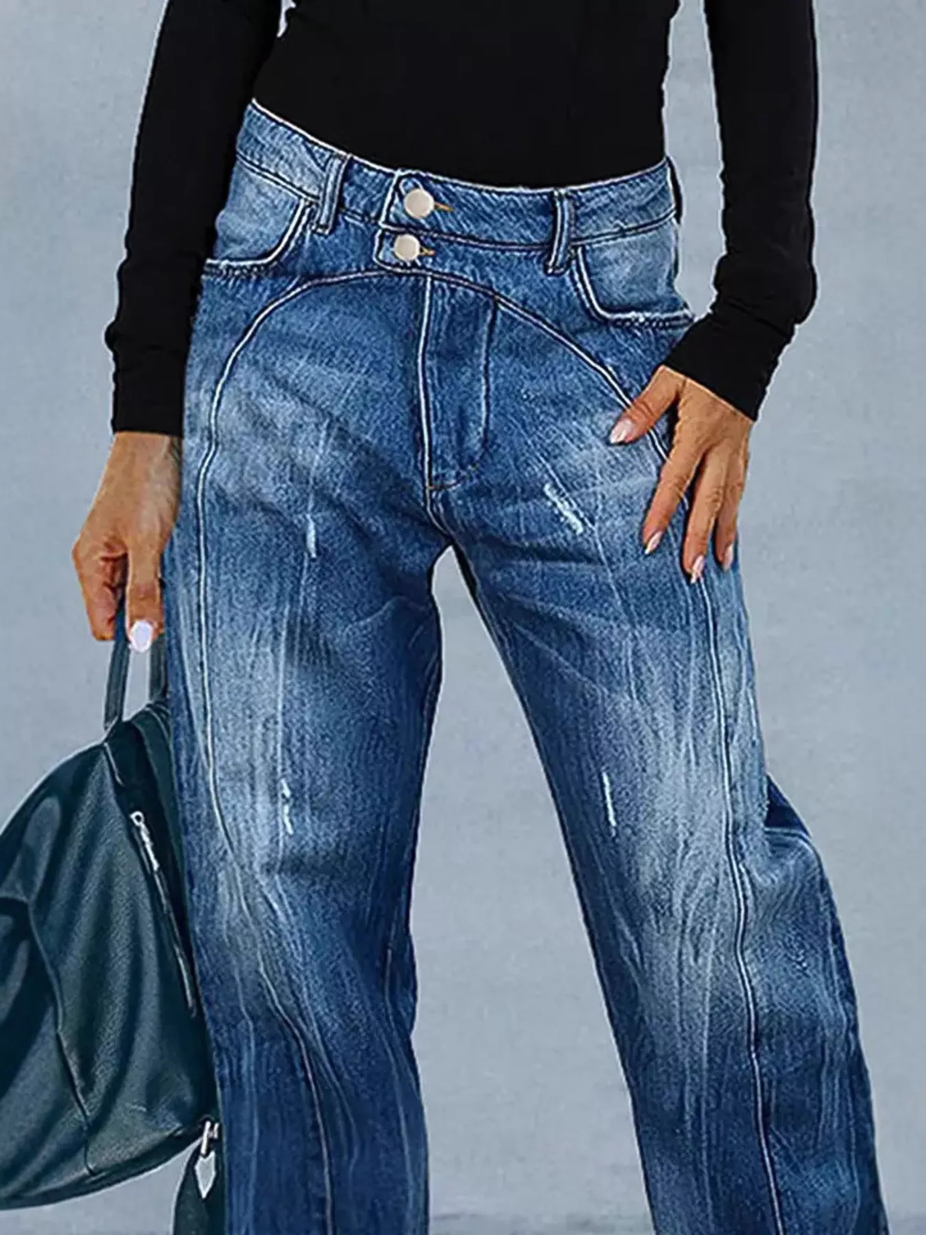 Wide Leg Jeans with Pockets - Image 4